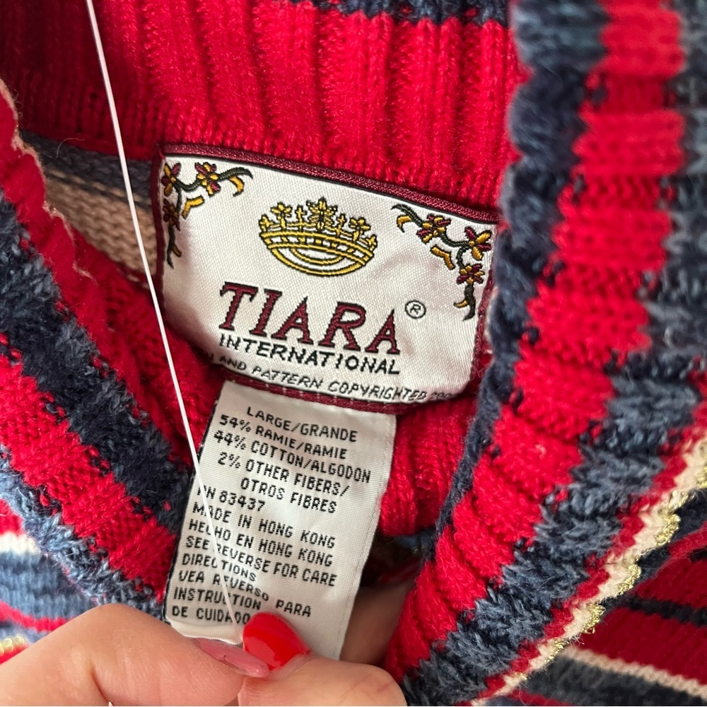 Tiara Women's Large Turtleneck Striped Sweater NWT - Picture 5 of 8